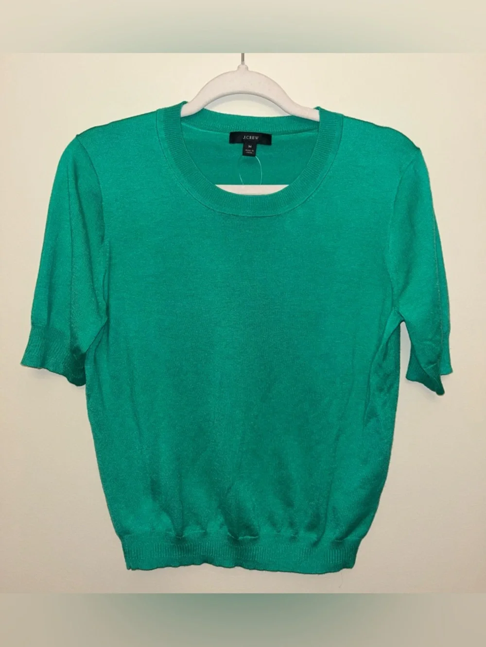 J. Crew Teal Green Crewneck Short Sleeve Sweater